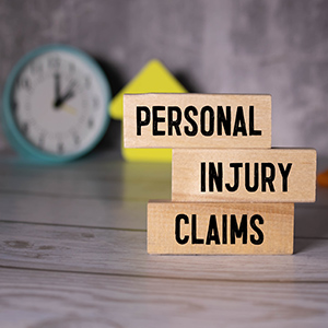 Wooden blocks stacked with PERSONAL INJURY CLAIMS text, for a Louisiana Personal Injury Case